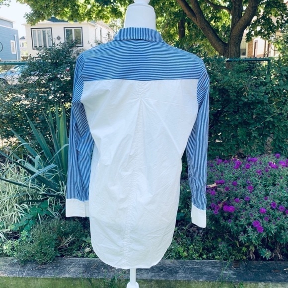 10 Derek Lam Crosby Striped Two Tone Button Down - Picture 6 of 8